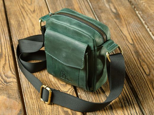 Современная  мужская сумка из натуральной кожи, Зеленый