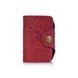 Зручний шкіряний Картхолдер червоного кольору з художнім тисненням "Mehendi Art"