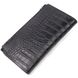 Оригінальний складний гаманець з натуральної шкіри з тисненням під крокодила KARYA 21128 Чорний
