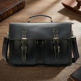 Портфель мужской из кожи на плечо Vintage 14878 Черный фото