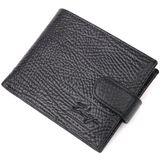 Класичний чоловічий гаманець з хлястиком із натуральної шкіри KARYA 21079 Чорний фото