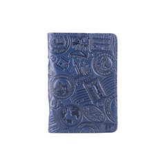 Дизайнерська обкладинка-органайзер для ID паспорта та інших документів з глянсової шкіри блакитного кольору