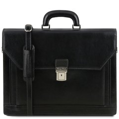 Кожаный мужской портфель на два отделения NAPOLI Tuscany Leather TL141348 (Черный)
