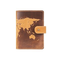 Шкіряне портмоне для паспорта / ID документів HiArt PB-03S / 1 Shabby Honey "World Map"