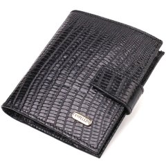 Фактурный мужской бумажник из натуральной кожи с тиснением под крокодила CANPELLINI 21745 Черный