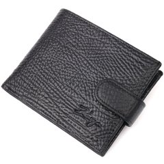 Класичний чоловічий гаманець з хлястиком із натуральної шкіри KARYA 21079 Чорний