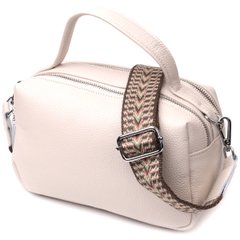 Жіноча прямокутна сумка на два відділення з натуральної шкіри Vintage 22344 Біла