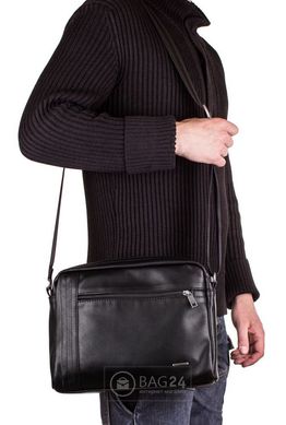 Сучасна чоловіча сумка компактних розмірів зі шкірозамінника MIS MS34164, Чорний