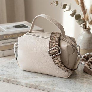 Женская прямоугольная сумка на два отделения из натуральной кожи Vintage 22344 Белая