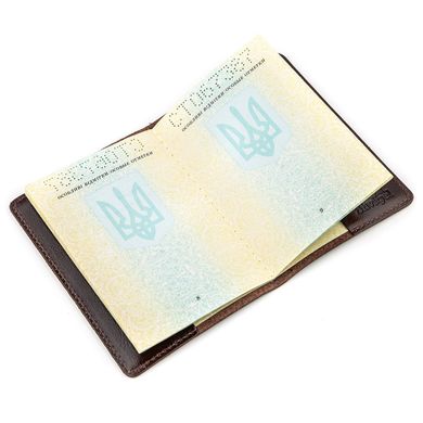 Шкіряна обкладинка на паспорт з картою SHVIGEL 13946 Коричнева