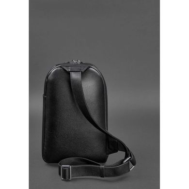 Натуральний шкіряний чоловічий рюкзак (сумка-слінг) на одне плече Chest Bag чорний Blanknote BN-BAG-42-g