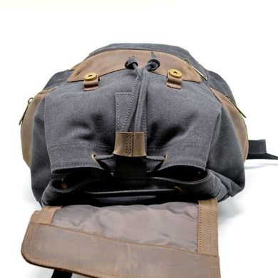 TARWA 0010 - городской рюкзак из лошадиной кожи и парусины Серый