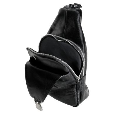 Чоловіча сумка-слінг шкіряна Vip Collection 1451-F Чорна 1451.A.FLAT