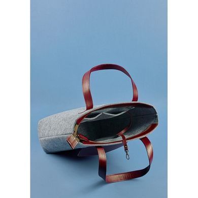 Сумка шоппер D.D. фетр серый + бордовая кожа виноград Blanknote BN-BAG-17-felt-vin