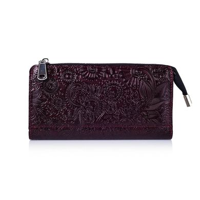 Гарний шкіряний гаманець на блискавці фіолетового кольору, колекція "Mehendi Art"