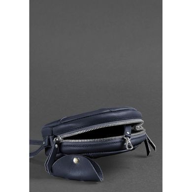 Натуральная кожаная круглая женская сумка Бон-Бон темно-синяя Blanknote BN-BAG-11-navy-blue