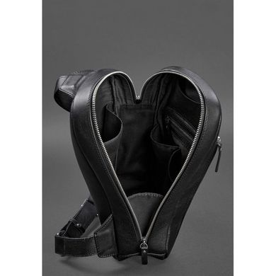 Натуральный кожаный мужской рюкзак (сумка-слинг) на одно плечо Chest Bag черный Blanknote BN-BAG-42-g