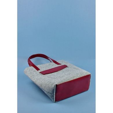 Сумка шоппер D.D. фетр серый + бордовая кожа виноград Blanknote BN-BAG-17-felt-vin
