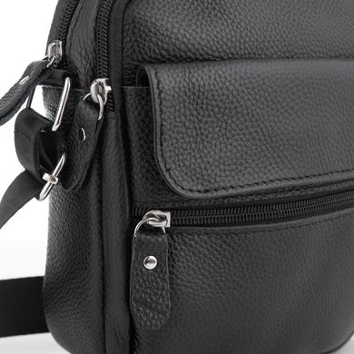 Мужская кожаная сумка черная через плечо Tiding Bag NM20-1812A Черный