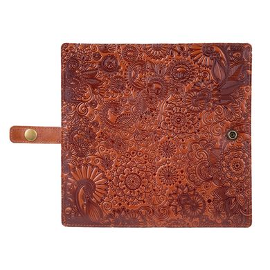 Гарний тревел-кейс з натуральної шкіри кольору глини з художнім тисненням "Mehendi Art"