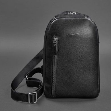 Натуральний шкіряний чоловічий рюкзак (сумка-слінг) на одне плече Chest Bag чорний Blanknote BN-BAG-42-g