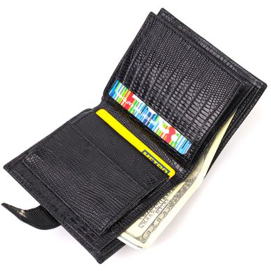 Фактурный мужской бумажник из натуральной кожи с тиснением под крокодила CANPELLINI 21745 Черный
