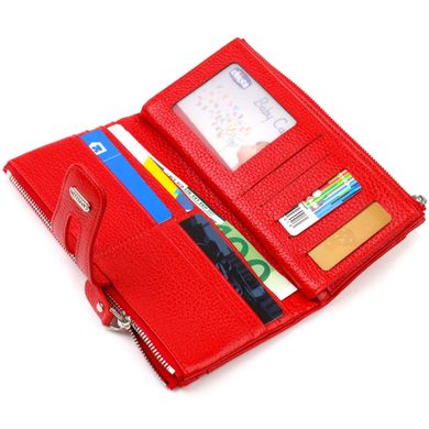 Яскравий жіночий гаманець із зручним функціоналом з натуральної шкіри CANPELLINI 21895 Червоний