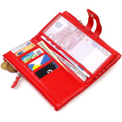 Яскравий жіночий гаманець із зручним функціоналом з натуральної шкіри CANPELLINI 21895 Червоний