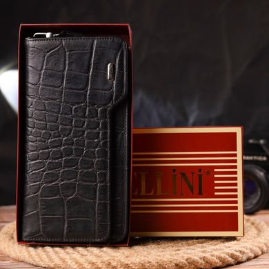 Якісне портмоне клатч із натуральної фактурної шкіри CANPELLINI 21543 Чорне