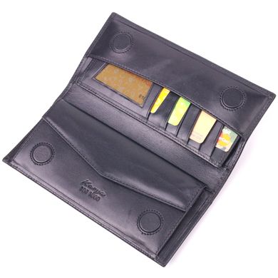 Классический вертикальный бумажник из натуральной гладкой кожи KARYA 21435 Черный