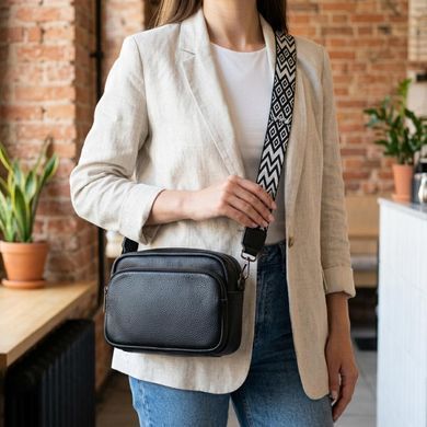 Компактна жіноча сумка крос-боді з натуральної шкіри Vintage 22294 Чорна