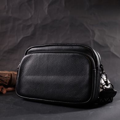 Компактна жіноча сумка крос-боді з натуральної шкіри Vintage 22294 Чорна