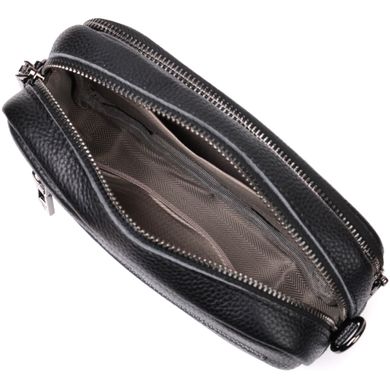 Компактна жіноча сумка крос-боді з натуральної шкіри Vintage 22294 Чорна