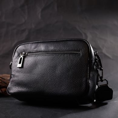 Компактна жіноча сумка крос-боді з натуральної шкіри Vintage 22294 Чорна