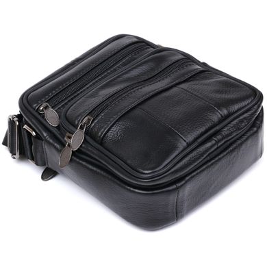 Кожаная небольшая мужская сумка Vintage 20370 Черный
