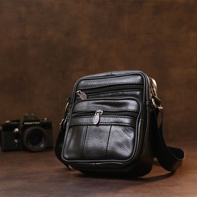 Кожаная небольшая мужская сумка Vintage 20370 Черный