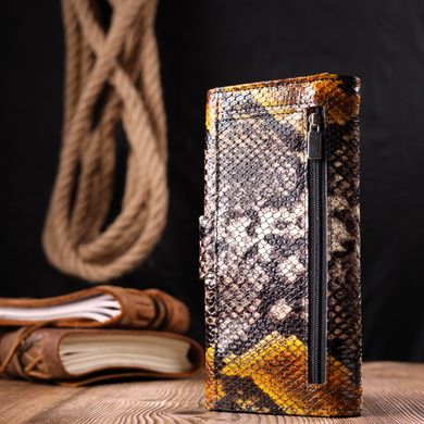 Красивий жіночий гаманець із натуральної фактурної шкіри під змію KARYA 21029 Різнокольоровий