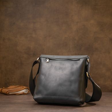 Практичная кожаная мужская сумка GRANDE PELLE 11431 Черный