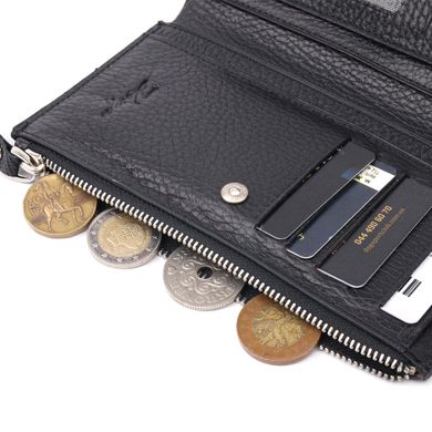 Сучасний складний гаманець із натуральної фактурної шкіри KARYA 21129 Чорний