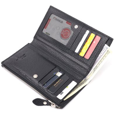 Сучасний складний гаманець із натуральної фактурної шкіри KARYA 21129 Чорний