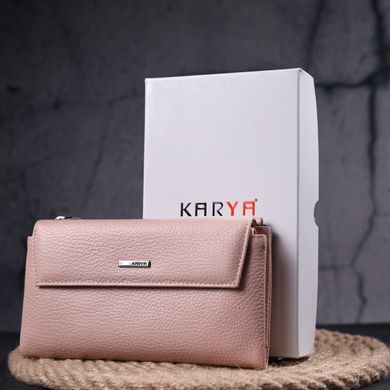 Місткий жіночий гаманець з натуральної шкіри KARYA 21358 Рожевий
