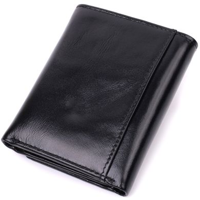 Жіночий гаманець у три складання з натуральної шкіри Vintage sale_15069 Чорний