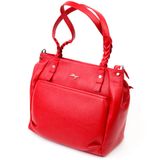 Яркая и вместительная женская сумка с ручками KARYA 20880 кожаная Красный фото