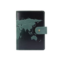 Кожаное портмоне для паспорта / ID документов HiArt PB-02/1 Shabby Alga "World Map"
