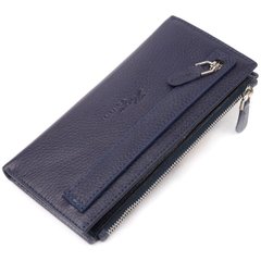 Надійний складаний гаманець із натуральної шкіри KARYA 21130 Синій