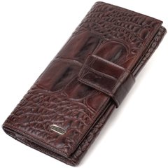 Превосходное стильное мужское портмоне из натуральной кожи с тиснением под крокодила CANPELLINI 21846 Коричневое