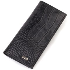 Привлекательный вертикальный мужской бумажник из натуральной кожи с тиснением под крокодила CANPELLINI 21896 Черный