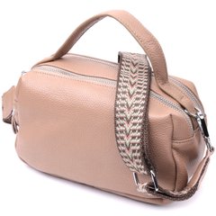 Прямоугольная сумка для женщин на два отделения из натуральной кожи Vintage 22345 Бежевая