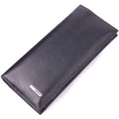 Вертикальний чоловічий гаманець із натуральної зернистої шкіри KARYA 21436 Чорний