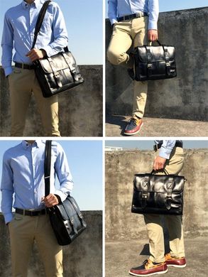 Мужской кожаный портфель TIDING BAG 7101A Черный